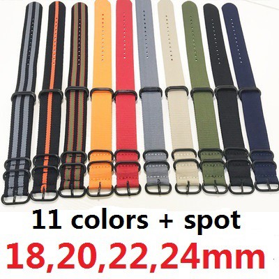 11 Colores Stock Correa De Nylon Pesado De La Marca 18 Mm 20 22 24