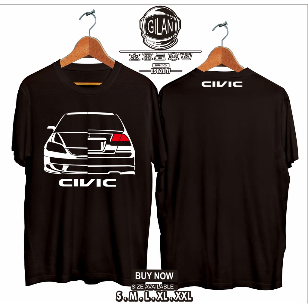 Honda CIVIC ES 2 ES2 FACE REAR Car Camiseta Automotriz T Shirt