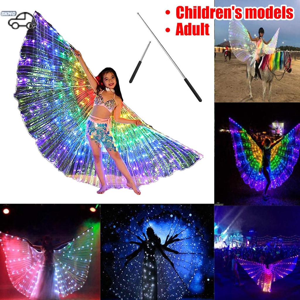 LED Isis Alas De Danza Del Vientre Mariposa Coloridas Con Palos