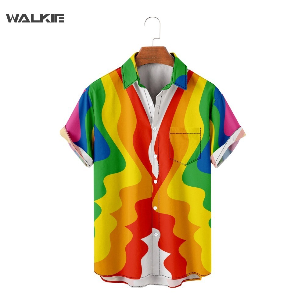 Walkie Pride Lgbt Gay Love Lesbian Rainbow Design Print Camisa De Manga