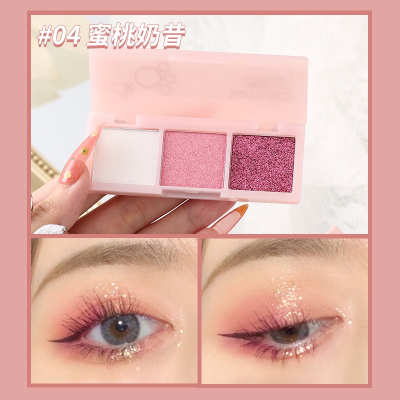 Lameila Tricolor Paleta De Sombras De Ojos Nacarados Mate Glitter