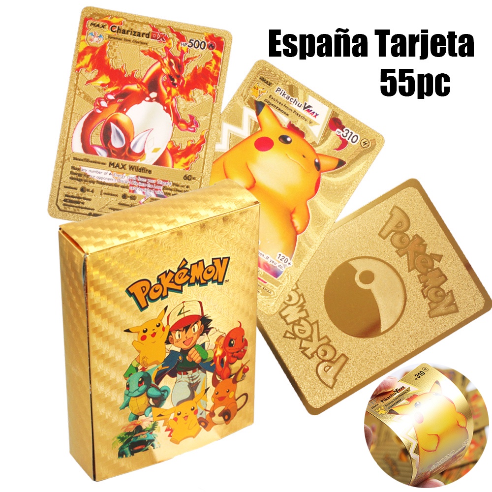 55Pcs Cartas Pokemon En Español Inglés Charizard Vmax GX Tarjeta De