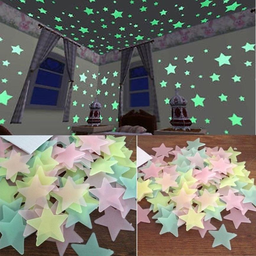 Pc Calcoman As Fluorescentes Para Pared De Estrellas Que Brillan En