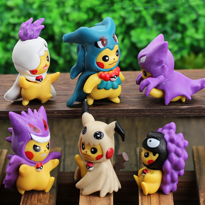 6 Unids Set Pokémon Pikachu Cosplay Figuritas PVC Q Versión Mimikyu