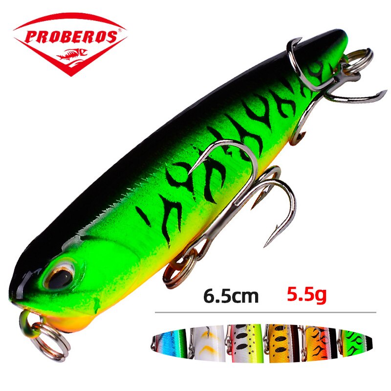 PRO BEROS Topwater Superficie Lápiz Popper Cebo Bajo Lucio Señuelo