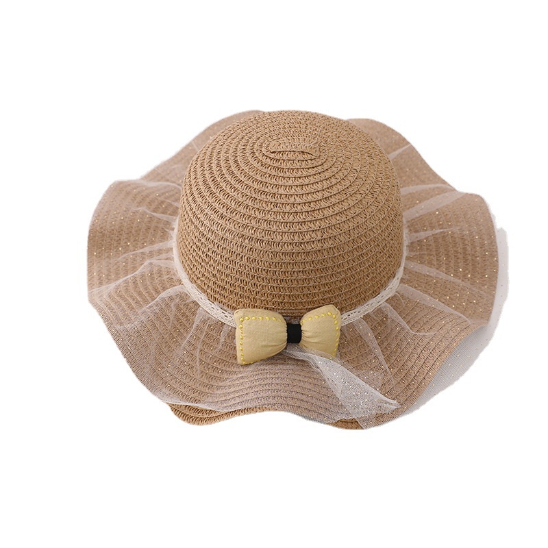 Sombrero De Paja Para Niños Falda Arco Protector Solar Princesa Playa