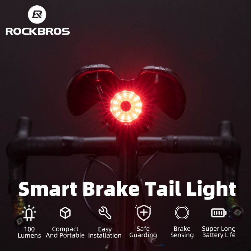 ROCKBROS Luz Trasera Para Bicicleta 100 Lúmenes Sensor Inteligente