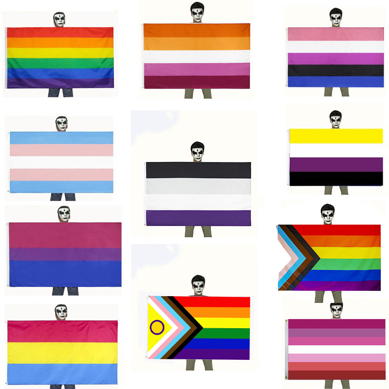 90 150cm Arco Iris Bandera Gay Lesbiana Bisexual Orgullo LGBT