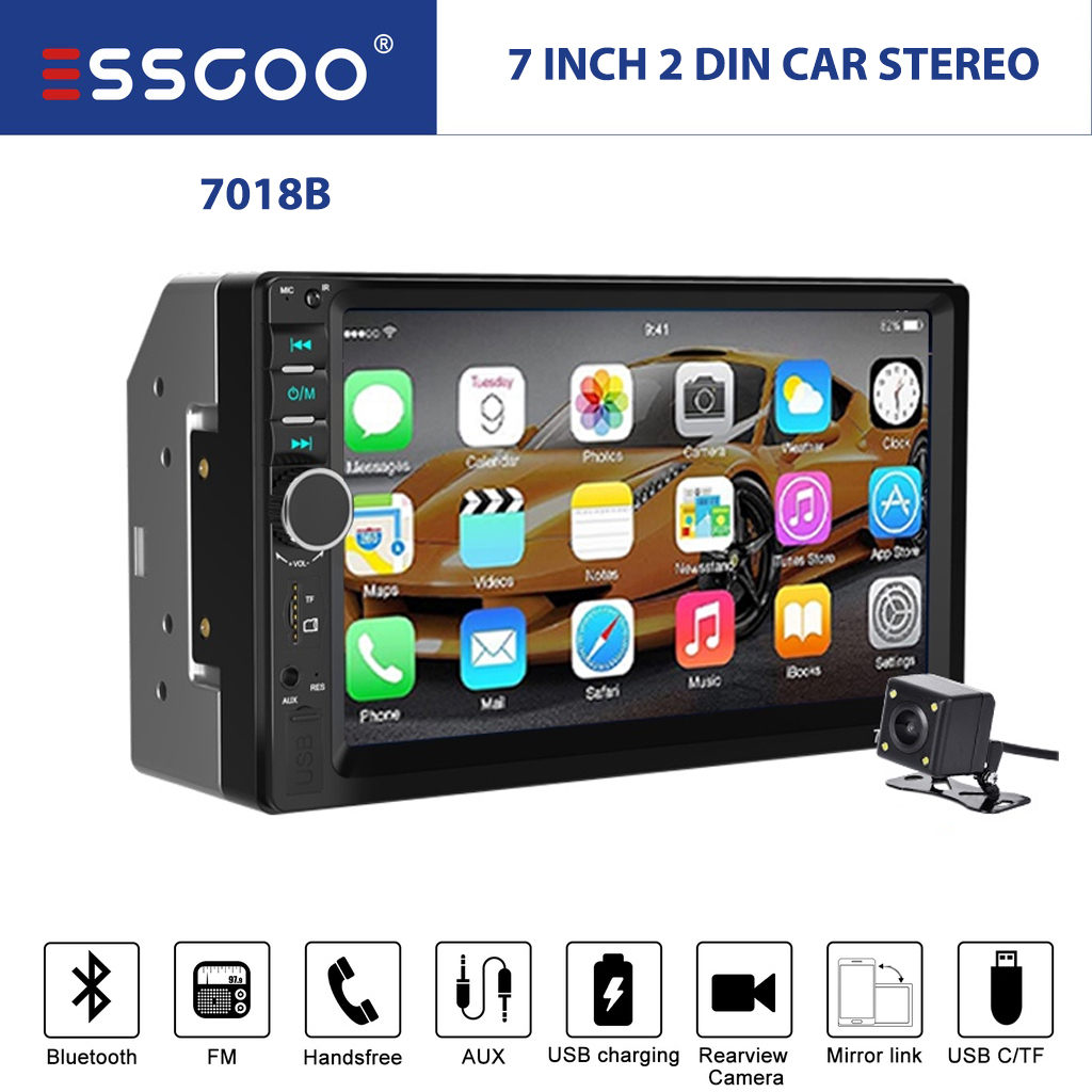 Essgoo Inch Car Mp Player Din Radio Stereo Ips Touch Screen Bt Tf