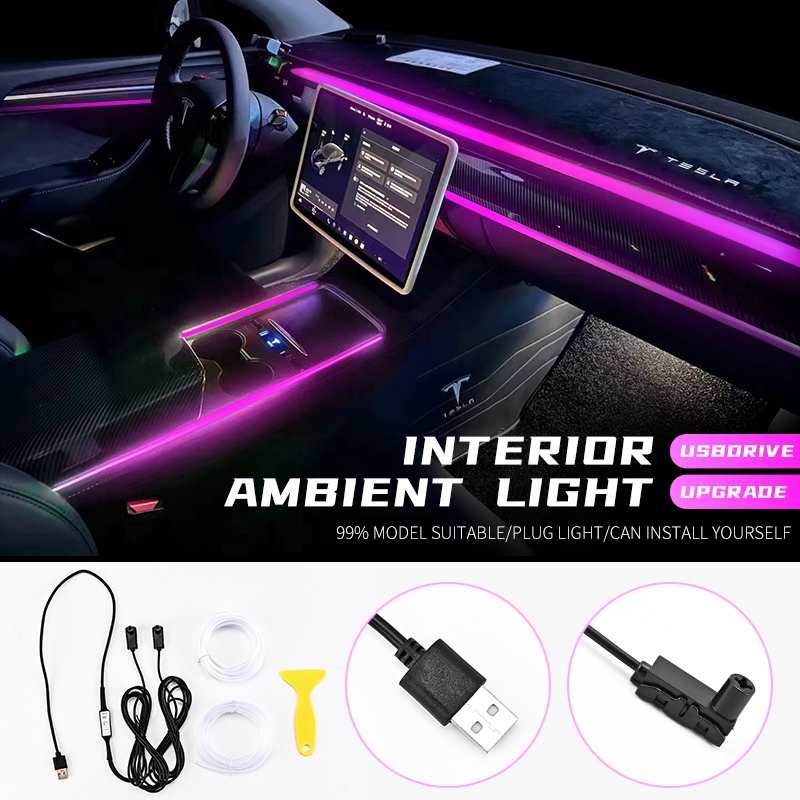 Tira De Ambiente Interior Del Coche Led L Mpara Decorativa Ne N Con Usb