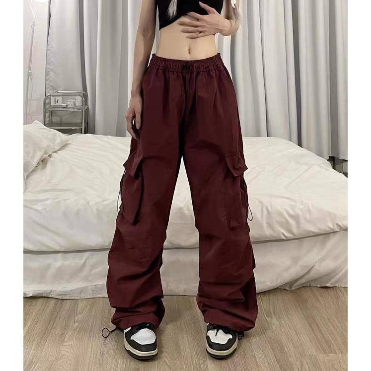 Mujeres Casual Bolsillos Grandes Pierna Ancha Cargo Pantalones Holgados