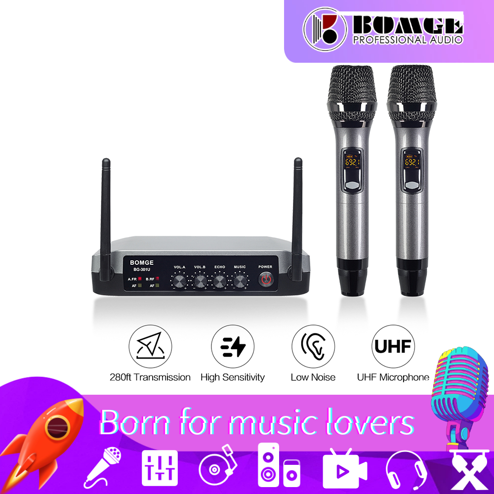 Micr Fono Inal Mbrico Bomge Para Smart Tv Karaoke Con Entrada Ptica Y