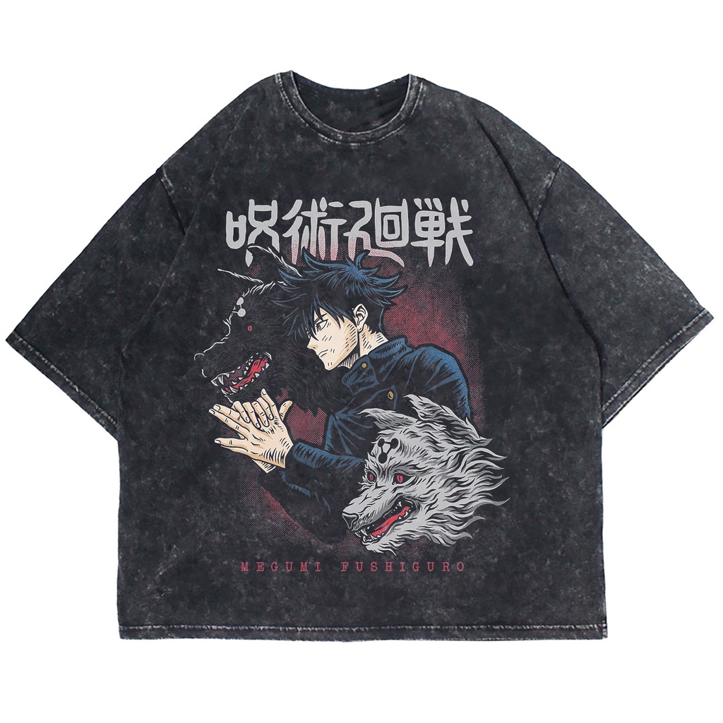 Camiseta Oversize Anime Jujutsu Kaisen Megumi Fushiguro Washing Vintage