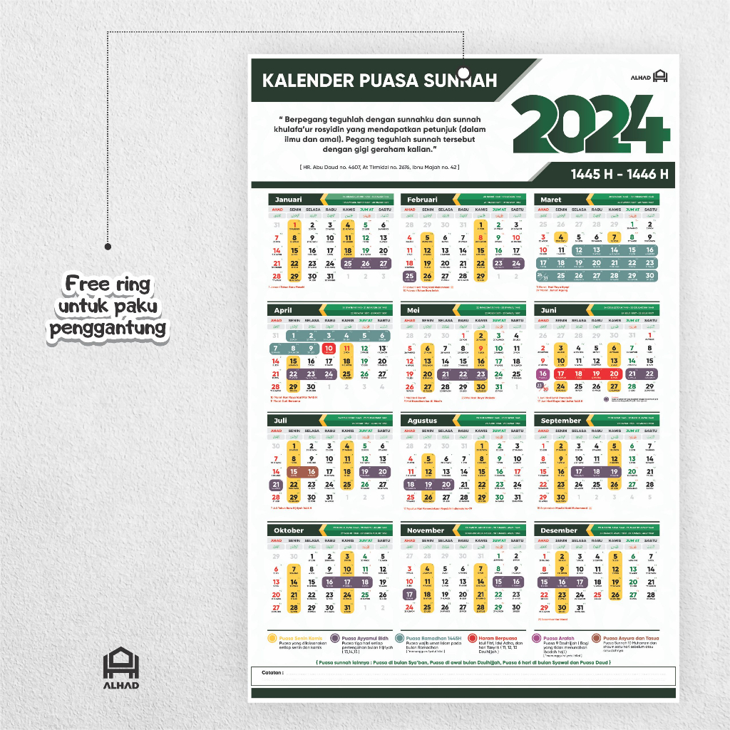 Calendario De Ayuno 2024 I Estético Completo Material Grueso AC 260gr