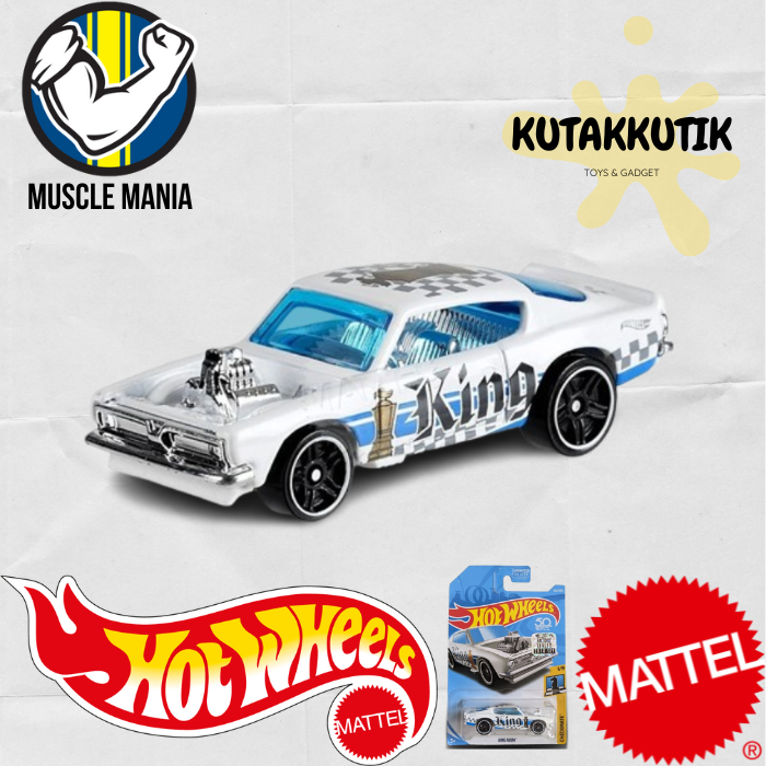 PUTIH Hotwheels Coche Sedán Músculo Rey Cuda Blanco Ajedrez Checkmate