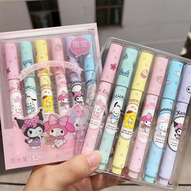 Stabilo Sanrio 1set 6colores Resaltador Kuromi Cinamorol Conjunto De La