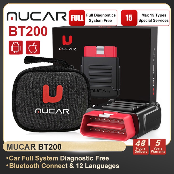 THINKCAR MUCAR BT200 OBD2 Escáner Herramientas Sistema Completo Vida