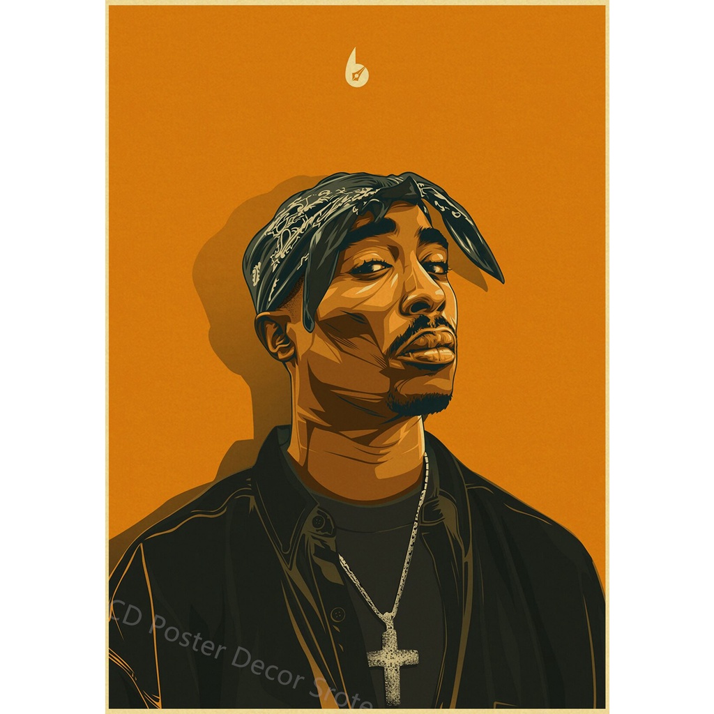 Hip Hop Singer Tupac P Ster Retro Papel Kraft Pac Prints Posters