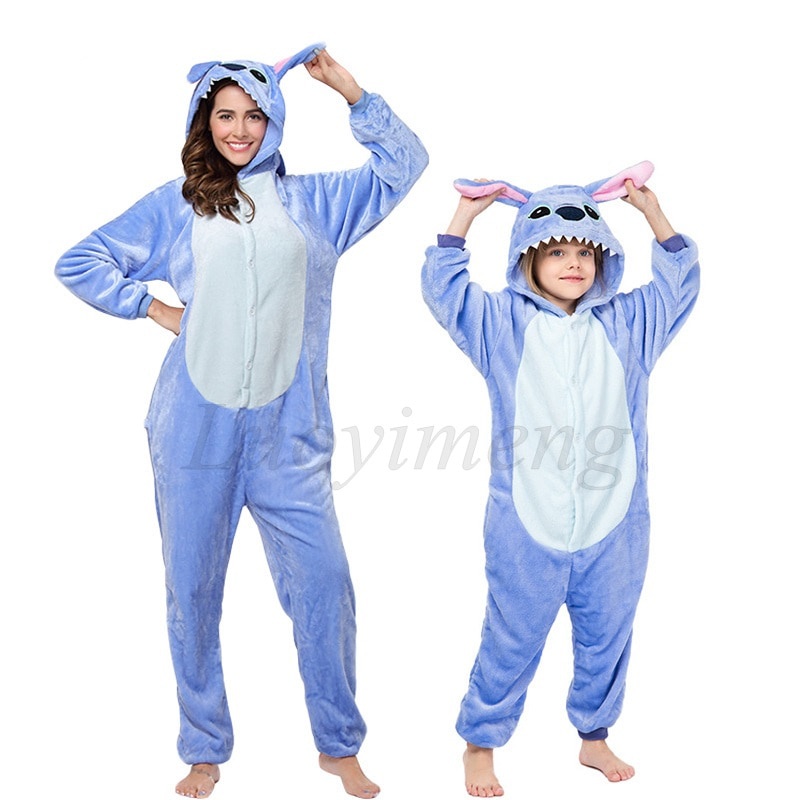 Pijama Para Adultos Stitch Onesies Unisex Azul Rosa Stich Cosplay