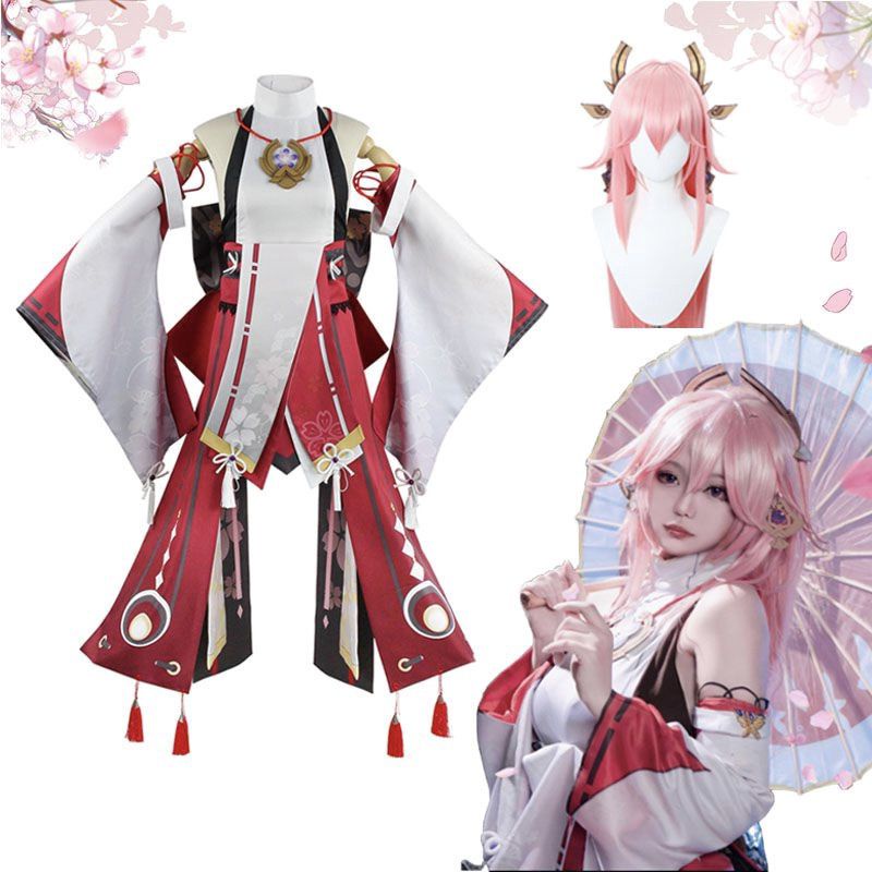 Anime Genshin Impact Yae Miko Guuji Cosplay Disfraz Uniforme Trajes