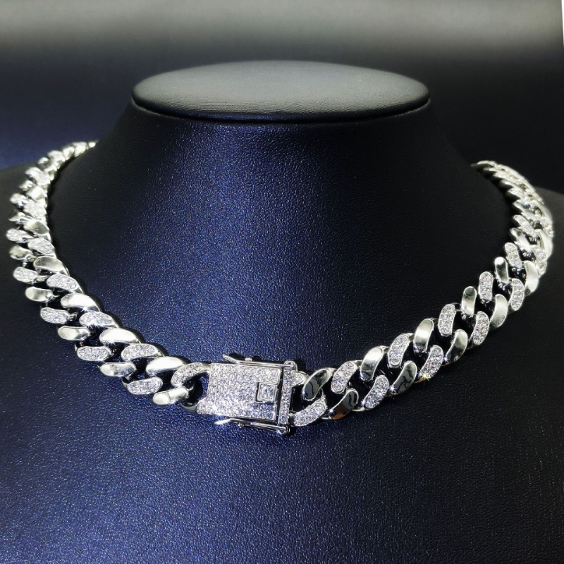 2023 Nueva Cadena Cubana Con Diamantes 12mm CollarHiphop Pulsera De