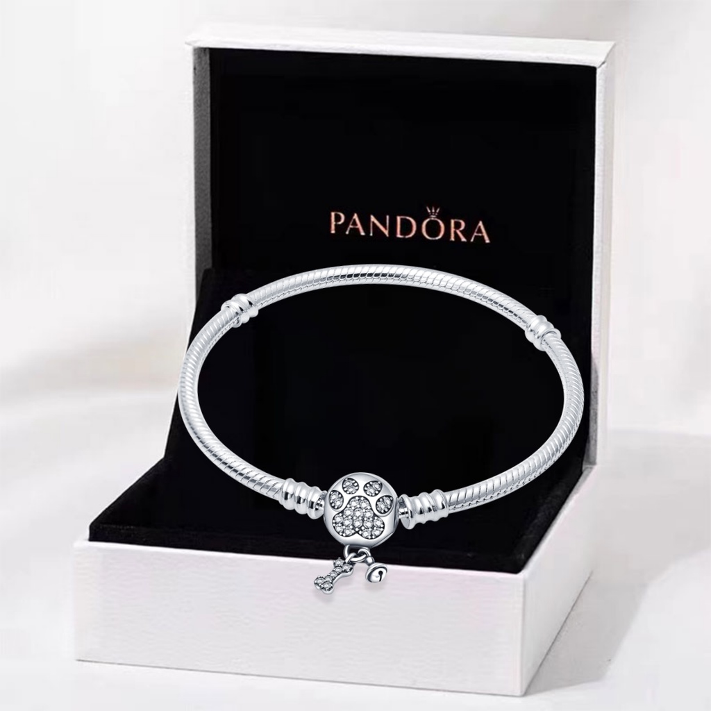 Pulsera Original Pandora S De Plata Esterlina Perro Hueso Campana