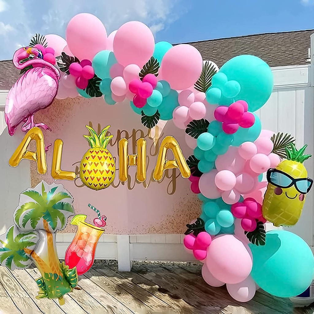 Kit De Arco De Guirnalda De Globos Hawaianos Tropicales Decoraciones