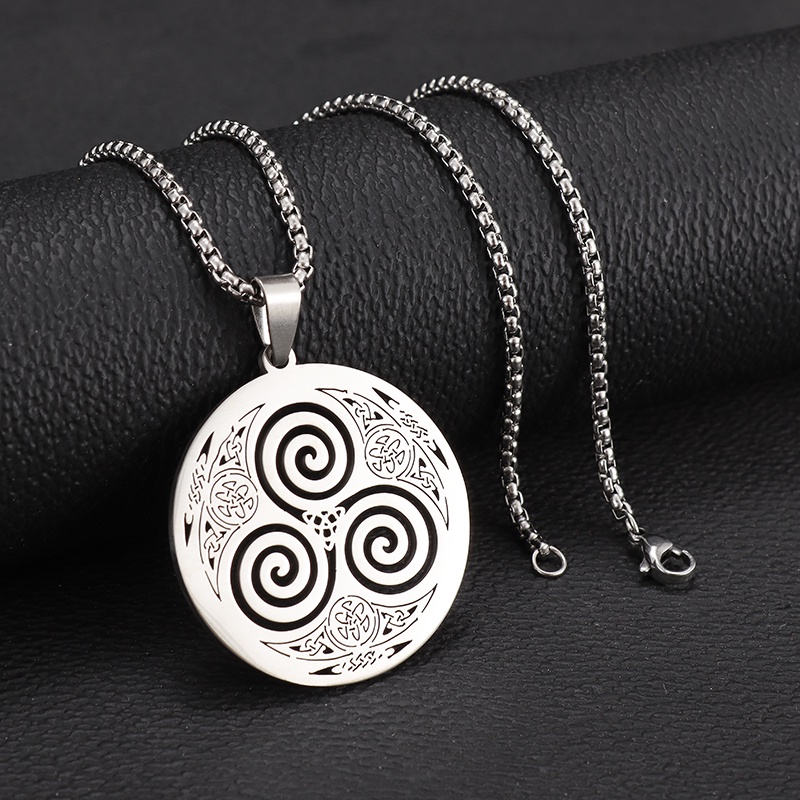 Collar De Brujer A De Acero Inoxidable Vortex Color Plata Triskelion