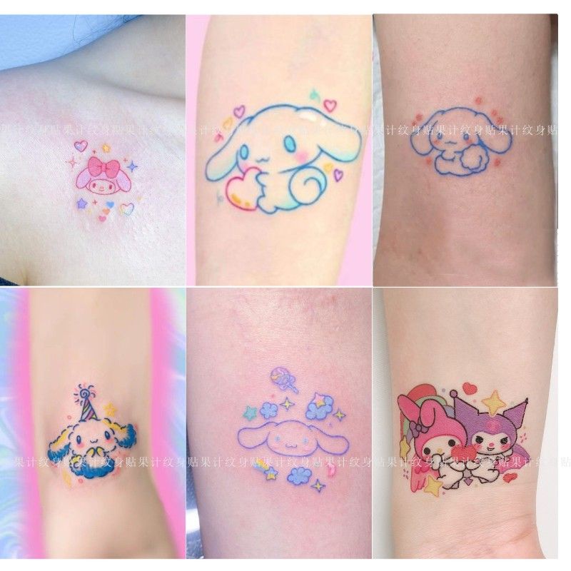 Canela Perro Tatuaje Calcomanía Brazo Kuromi Sanrio Linda Chica De