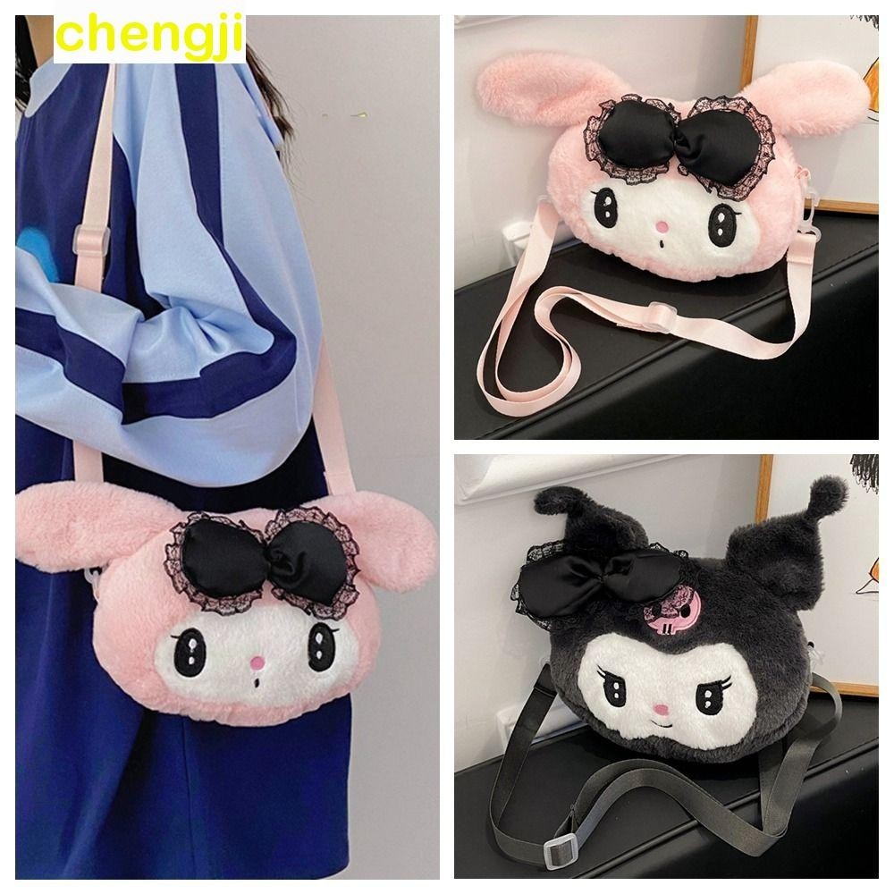 Chengji Kuromi Peluche Crossbody Bolsa Mu Eca De Felpa Estilo Coreano