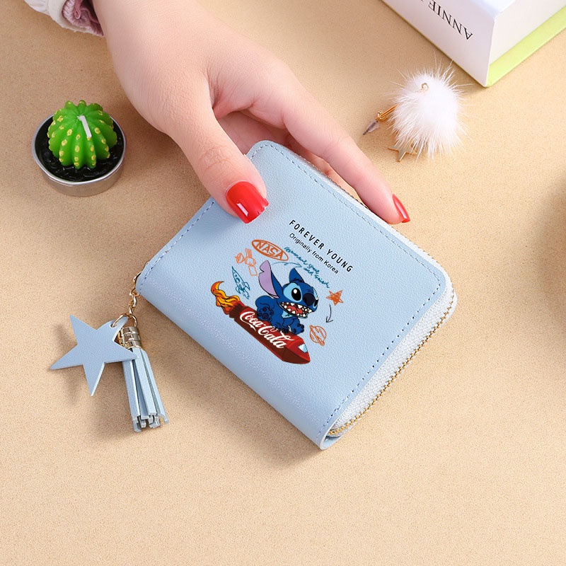 SELCOA Billetera Pequeña Para Mujer, Cartera Pequeña Con Borlas, Linda Niña, Con Cremallera Corta, Preciosa, De Cuero, Monedero De Mano Para Mujer, Azul