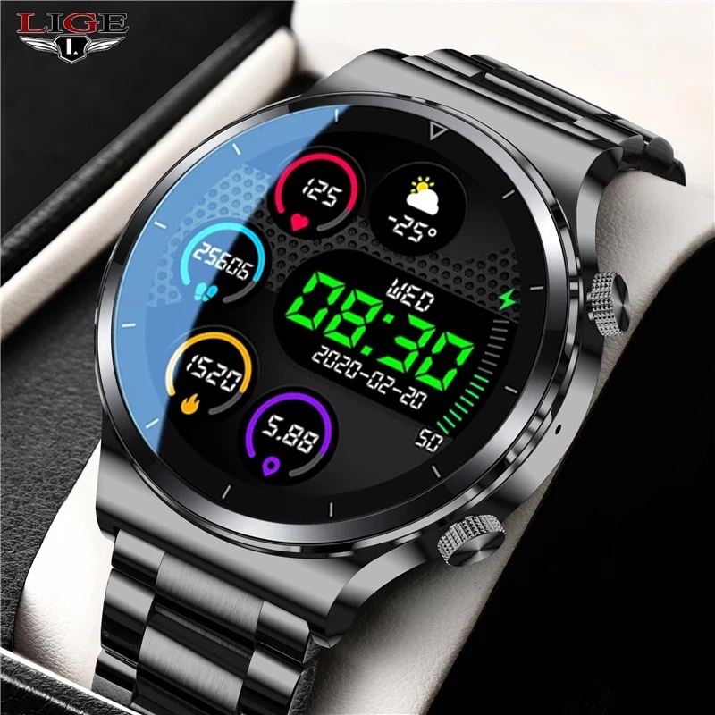 Reloj inteligente hombres pantalla táctil completa deporte fitness