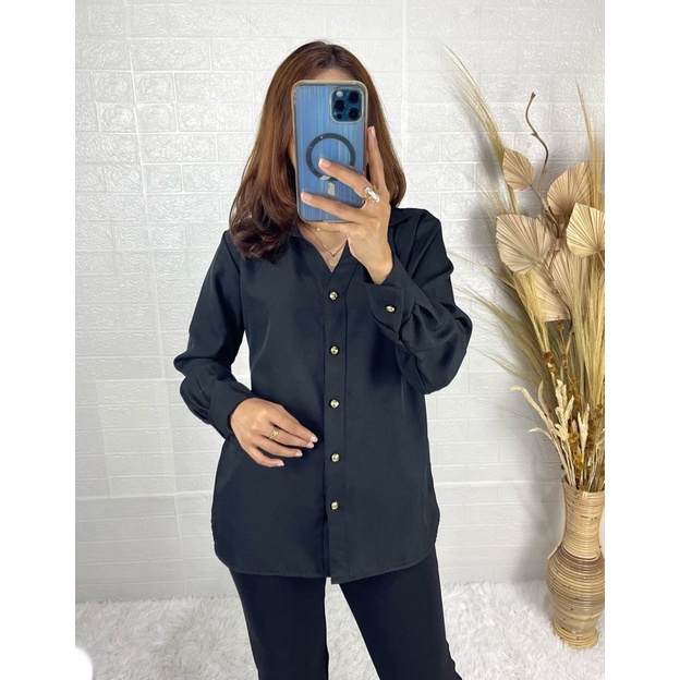 Camisa Casual mujer camiseta de manga larga para mujer Hara camisa lisa para mujer Shopee Mexico
