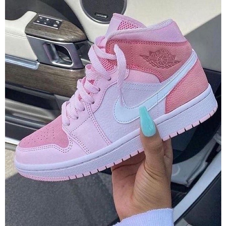Anhxeom Zapatillas womem Air Jordan 1 Mediados Numeros Rosa Blanco.tenis De Tacon Alto Shopee Mexico