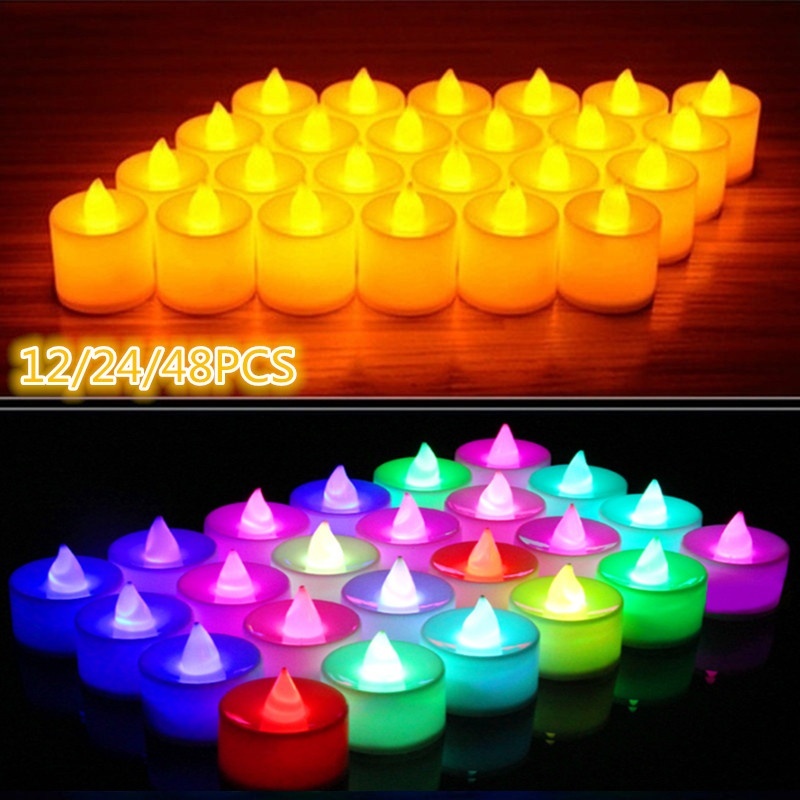 12/24/48pcs Sin Llama LED Electrónica Vela Con Baterías Luz De Boda