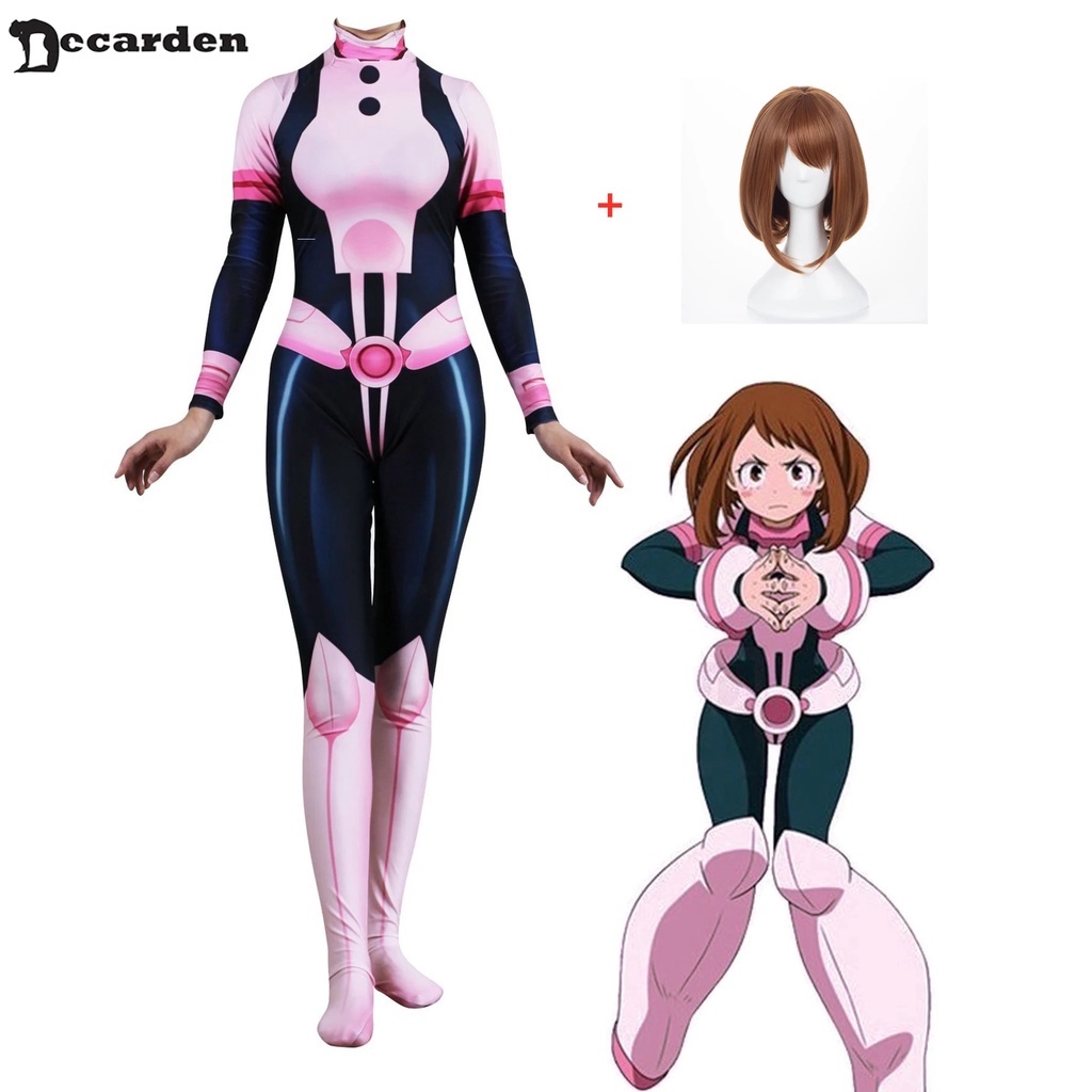 my hero academia asui tsuyu cosplay disfraces mono ochaco uraraka halloween  fancy ball traje mameluco para mujeres niñas | Shopee México