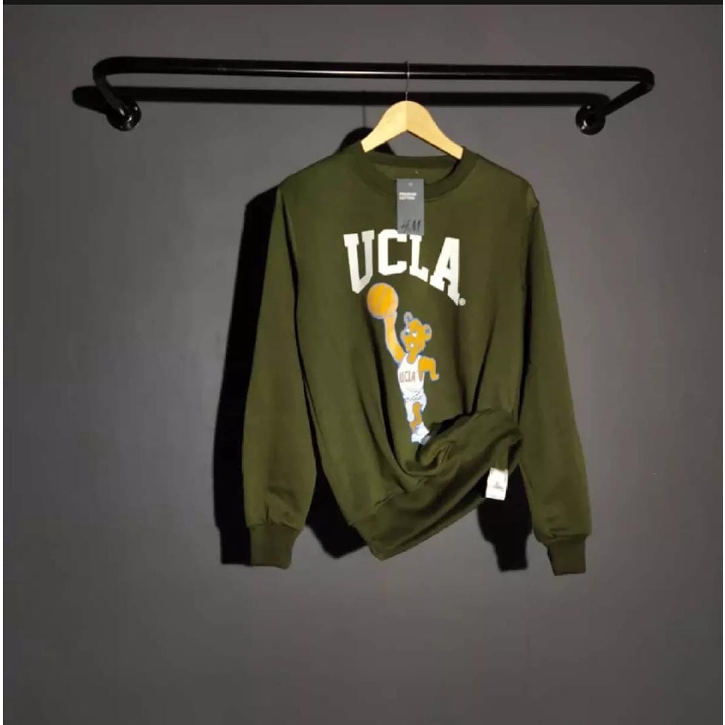 Sueter sudadera con capucha Cruneck H M NASA UCLA Army Green Original Distro Premium para hombres y mujeres Material grueso Shopee Mexico