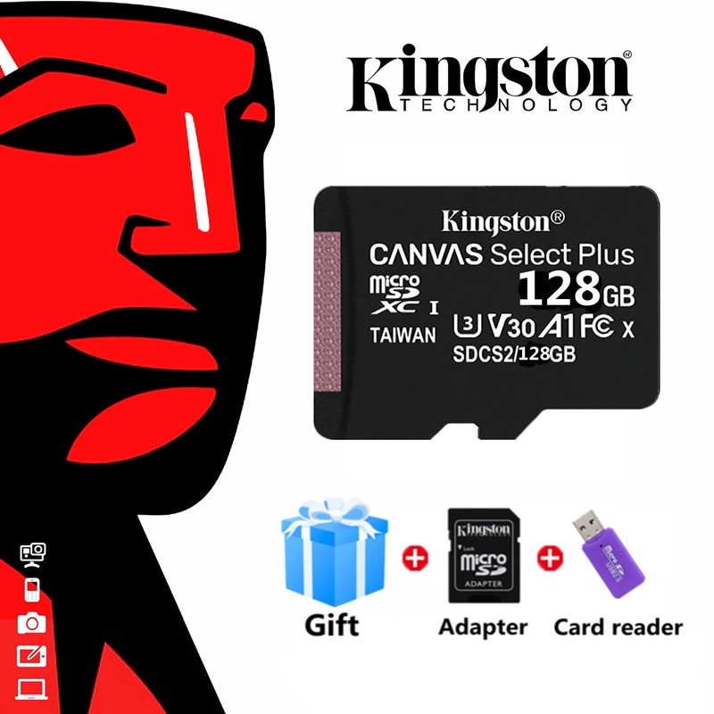 Scheda Micro SD Kingston Canvas Select Plus 128GB &ndash; Classe 10, Con Adattatore SD