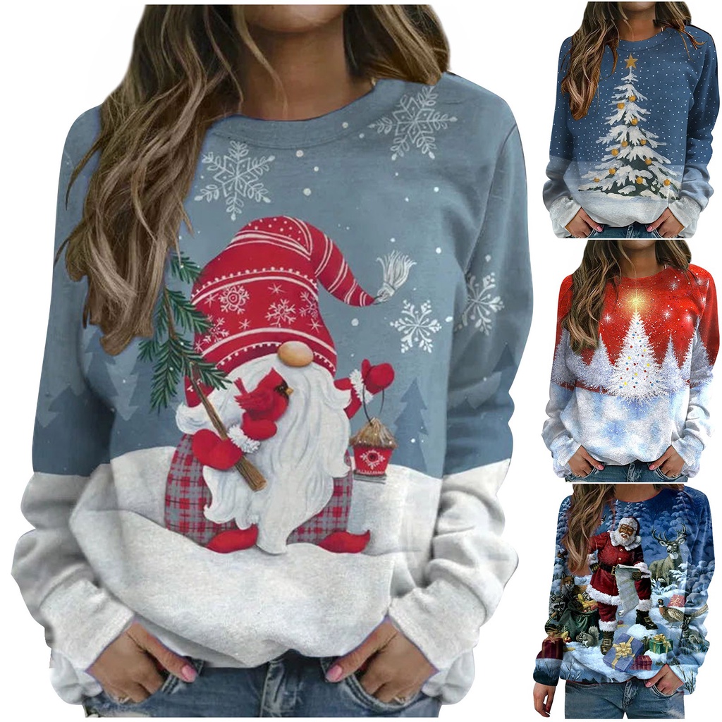 Seguro Huracán Cartero leiter_fashion - suéter de manga larga para mujer con estampado navideño,  con top de lana | Shopee México