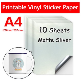10 hojas de papel adhesivo de vinilo dorado A4 transparente, adhesivo de  vinilo imprimible blanco mate, papel de copia autoadhesivo para impresora  de inyección de tinta