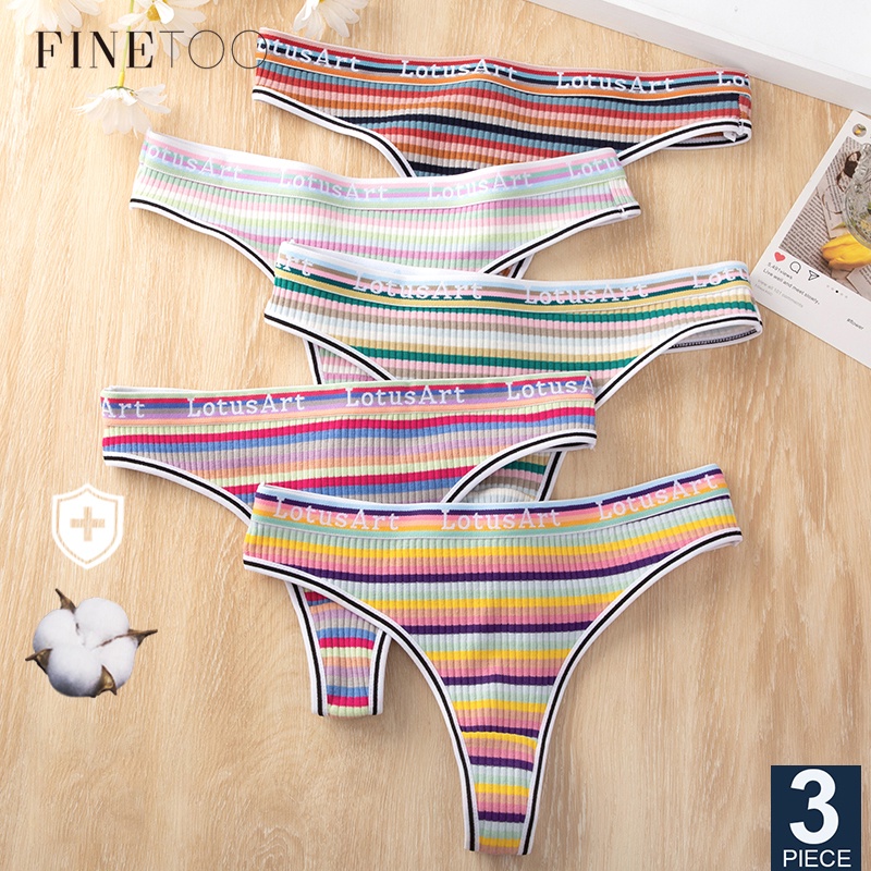 FINETOO 3 unids/set Sexy algodón encaje mujer Tanga bragas ropa