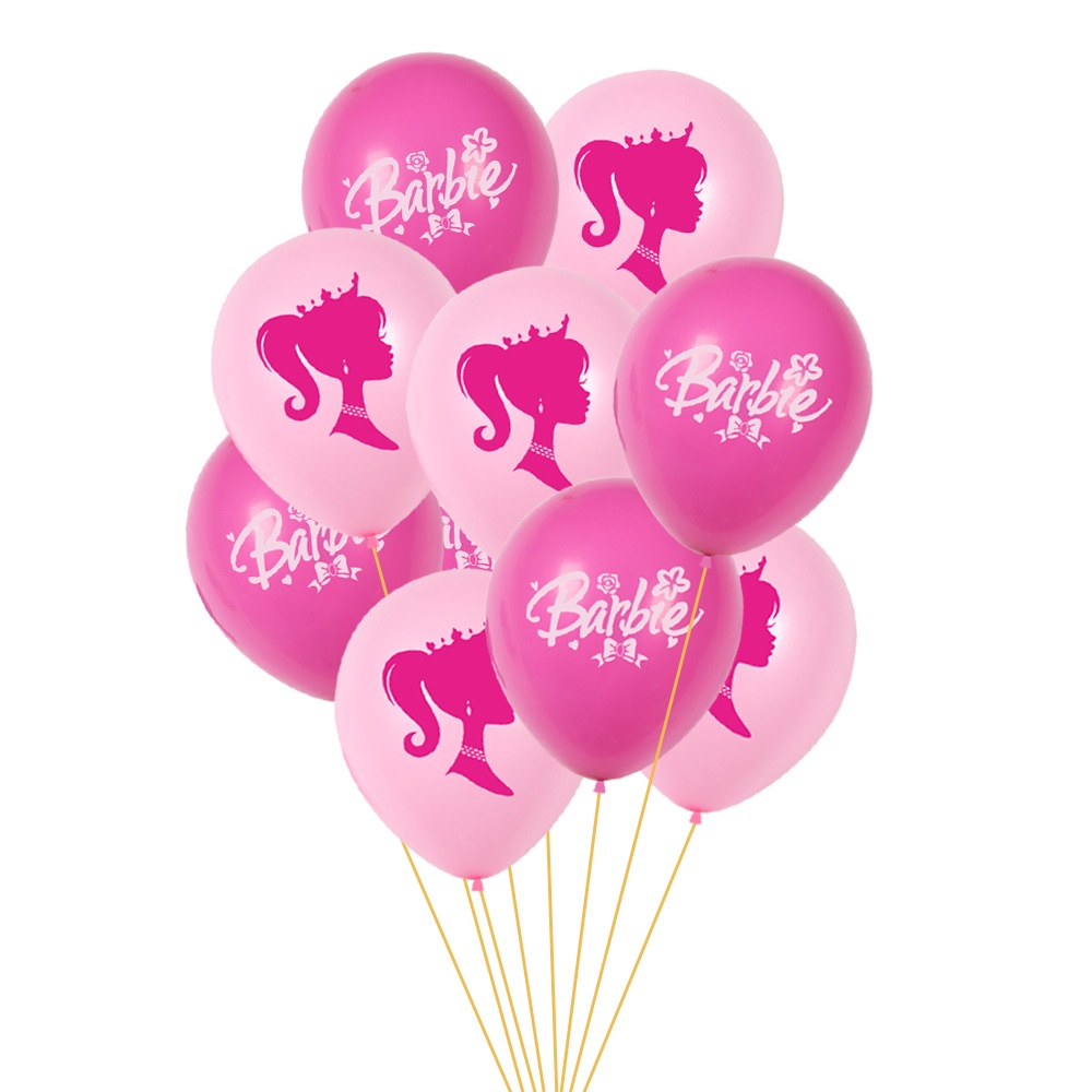 Globo De Impresión De Látex De 12 Pulgadas Con Tema Barbie Para Niña  Suministros De Decoración De Fiesta De Cumpleaños Rosa