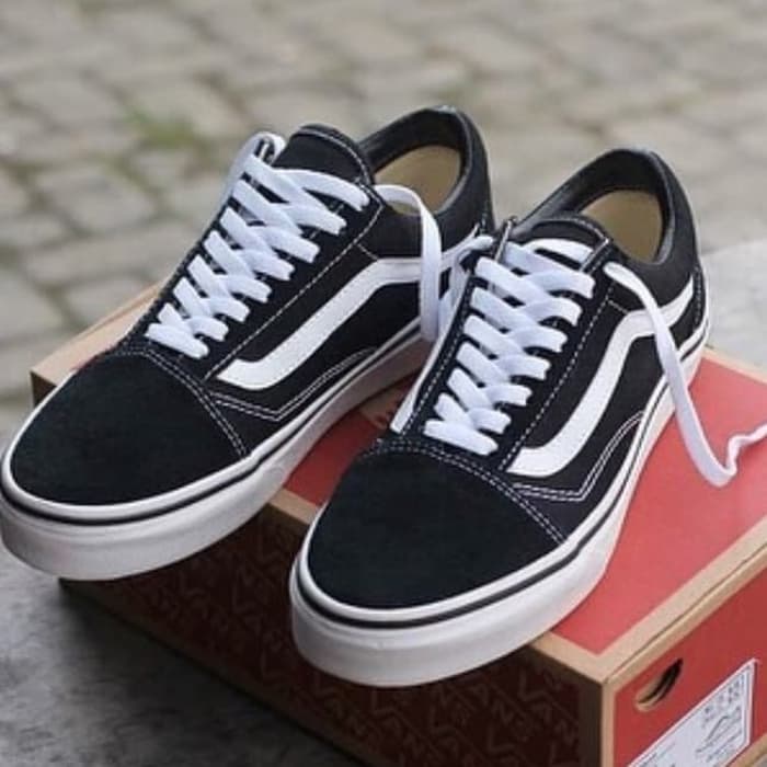 Vans ORIGINAL 100 OLDSKOOL negro blanco cl sico Zapatos VANS originales Vans OLD SKOOL ORIGINAL negro blanco Vans hombre mujer ORIGINAL