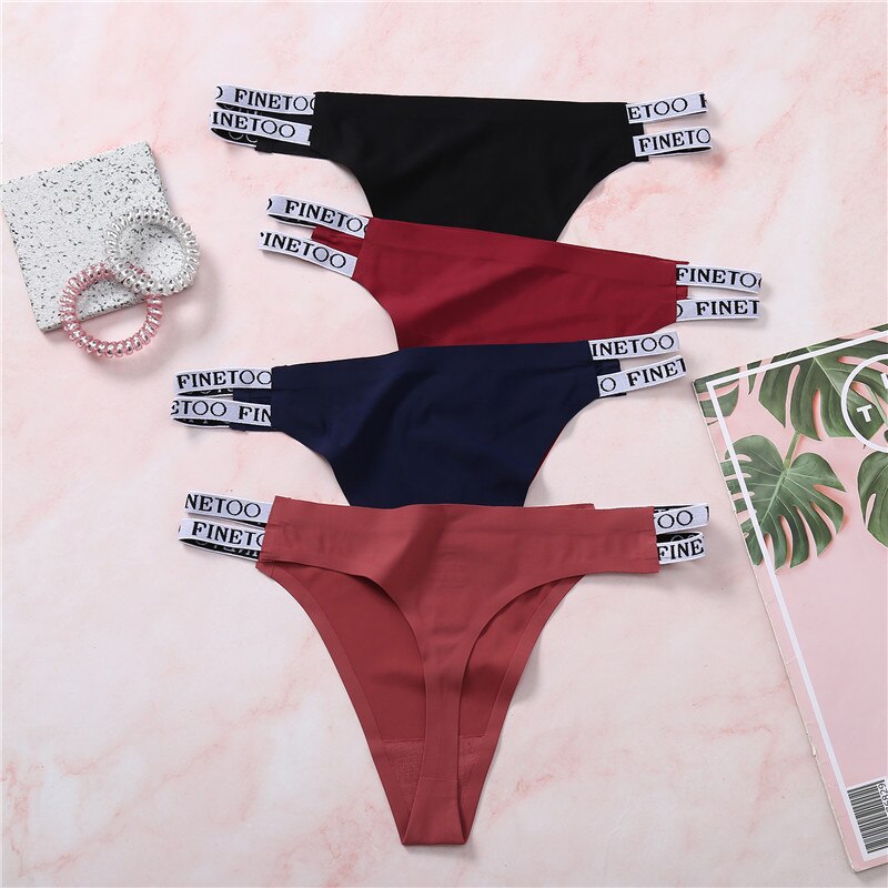 Tangas sin costuras de cintura alta, bragas suaves con espalda en T para  mujer, ropa interior con Tanga de M-2XL, ropa interior de Bikini con letras  para mujer, lencería femenina Tan Jianjun