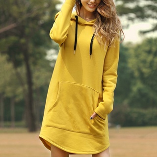 Sudadera Vestido De Manga Larga Para Mujer Ropa Vestido Con Capucha  Bolsillo