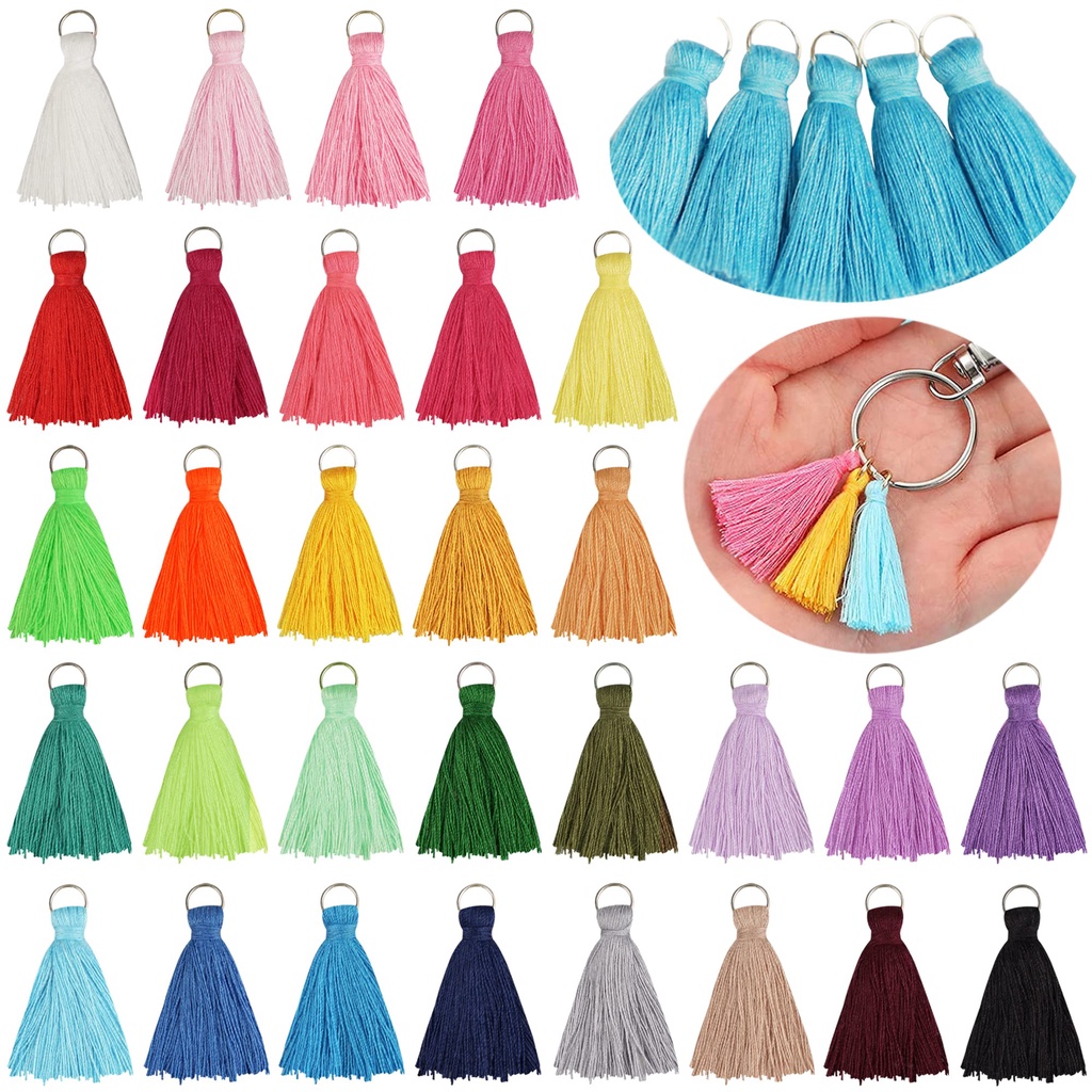 Mini Borlas Colgantes 100 Unidades - 30 Mm Multicolor, Para DIY, Joyería, Llaveros Y Manualidades