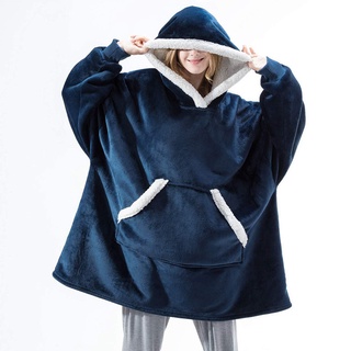 Suéter con capucha de invierno para mujer, manta polar de gran