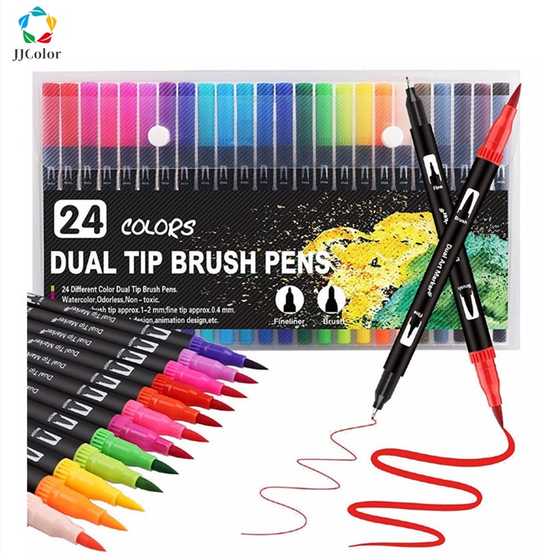 SAYEEC Juego de 24 rotuladores para colorear de colores surtidos lavables  para niños, kit de marcadores artísticos para niños, bolígrafo de dibujo