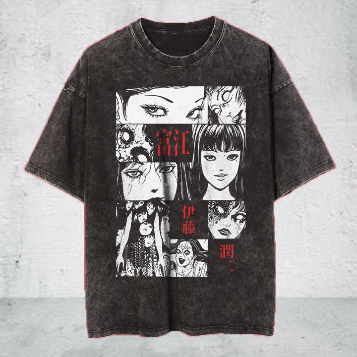 Camiseta Tomie Kawakami Junji Ito Anime Manga Rap Premium Vintage Wash