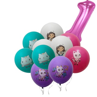 Gabby casa de muñecas gatos decoración de cumpleaños globo vajilla  desechable telón de fondo para niños casa de muñecas Gabby figuras  suministros para fiestas